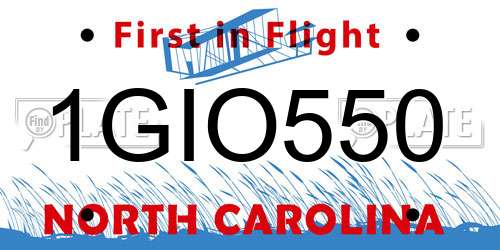 1GIO550 North Carolina License Plate