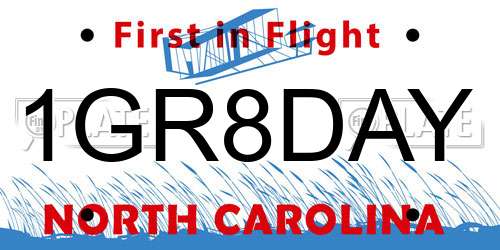 1GR8DAY North Carolina License Plate
