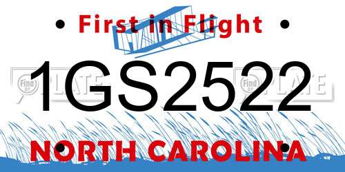 1GS2522 North Carolina License Plate