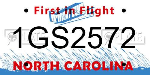1GS2572 North Carolina License Plate