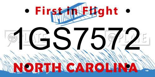 1GS7572 North Carolina License Plate