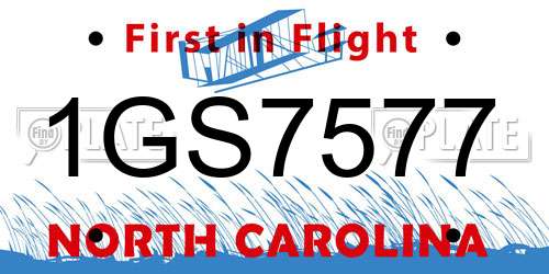 1GS7577 North Carolina License Plate