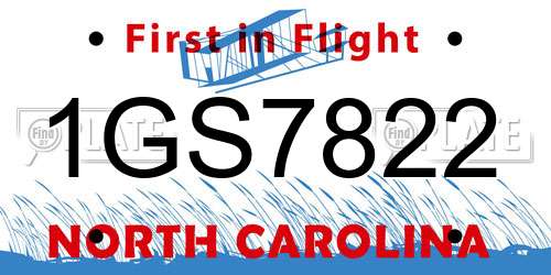 1GS7822 North Carolina License Plate