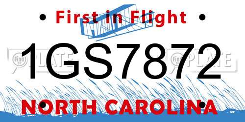 1GS7872 North Carolina License Plate