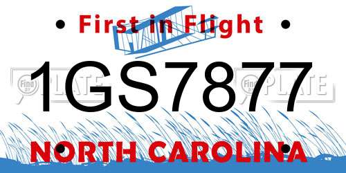 1GS7877 North Carolina License Plate
