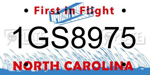 1GS8975 North Carolina License Plate