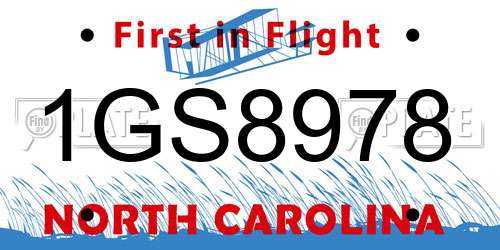 1GS8978 North Carolina License Plate