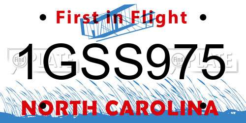 1GSS975 North Carolina License Plate
