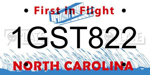 1GST822 North Carolina License Plate