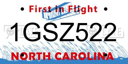 1GSZ522 North Carolina License Plate