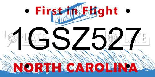 1GSZ527 North Carolina License Plate