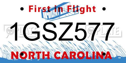 1GSZ577 North Carolina License Plate