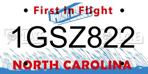 1GSZ822 North Carolina License Plate