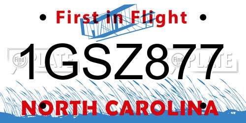 1GSZ877 North Carolina License Plate