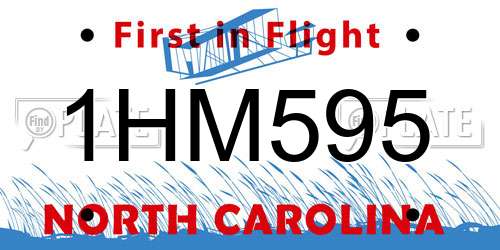 1HM595 North Carolina License Plate