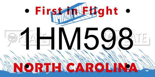 1HM598 North Carolina License Plate