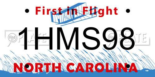 1HMS98 North Carolina License Plate