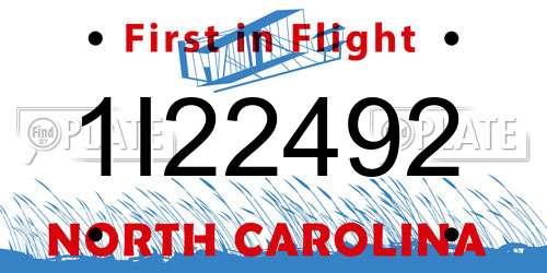 1I22492 North Carolina License Plate