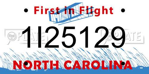 1I25129 North Carolina License Plate