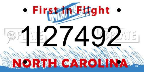 1I27492 North Carolina License Plate