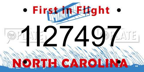 1I27497 North Carolina License Plate