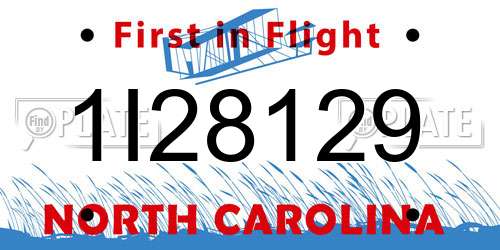 1I28129 North Carolina License Plate