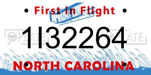 1I32264 North Carolina License Plate