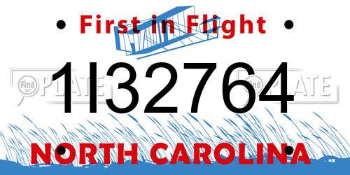 1I32764 North Carolina License Plate