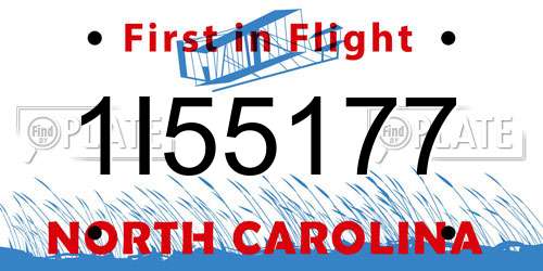 1I55177 North Carolina License Plate