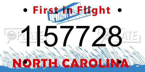 1I57728 North Carolina License Plate