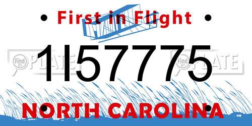 1I57775 North Carolina License Plate