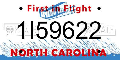 1I59622 North Carolina License Plate