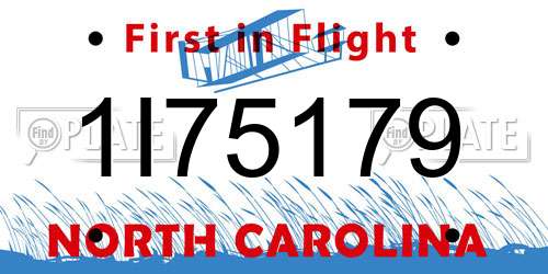 1I75179 North Carolina License Plate