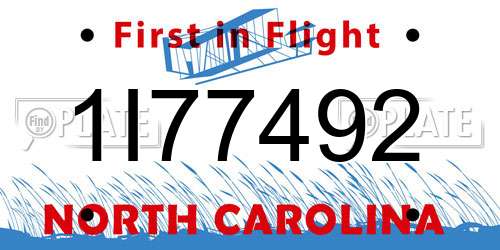 1I77492 North Carolina License Plate