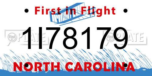 1I78179 North Carolina License Plate