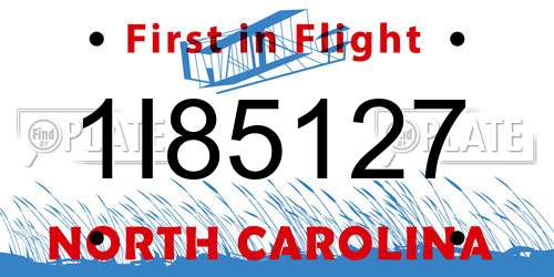 1I85127 North Carolina License Plate