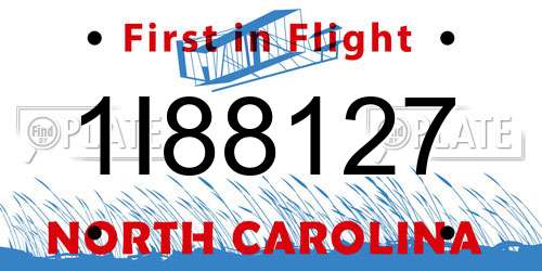 1I88127 North Carolina License Plate