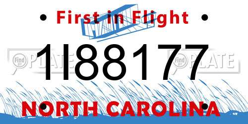 1I88177 North Carolina License Plate