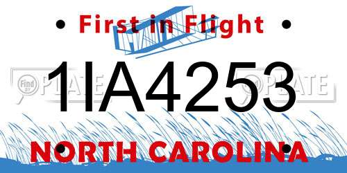 1IA4253 North Carolina License Plate