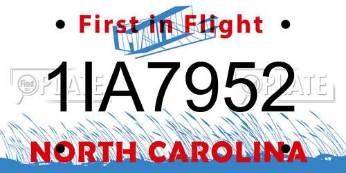 1IA7952 North Carolina License Plate