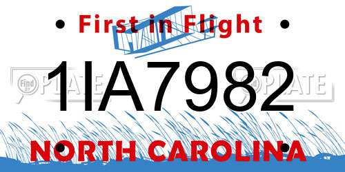 1IA7982 North Carolina License Plate