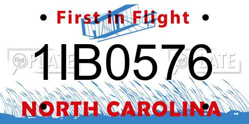 1IB0576 North Carolina License Plate