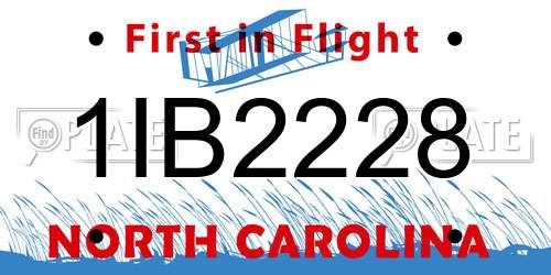 1IB2228 North Carolina License Plate