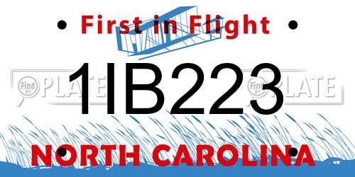 1IB223 North Carolina License Plate