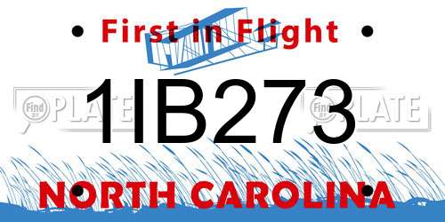 1IB273 North Carolina License Plate