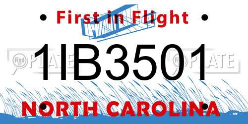 1IB3501 North Carolina License Plate