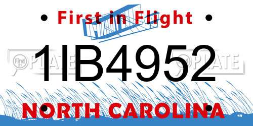 1IB4952 North Carolina License Plate