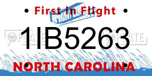 1IB5263 North Carolina License Plate