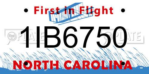 1IB6750 North Carolina License Plate