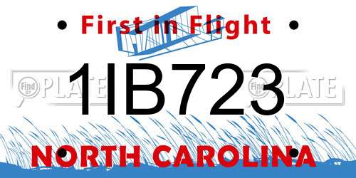 1IB723 North Carolina License Plate